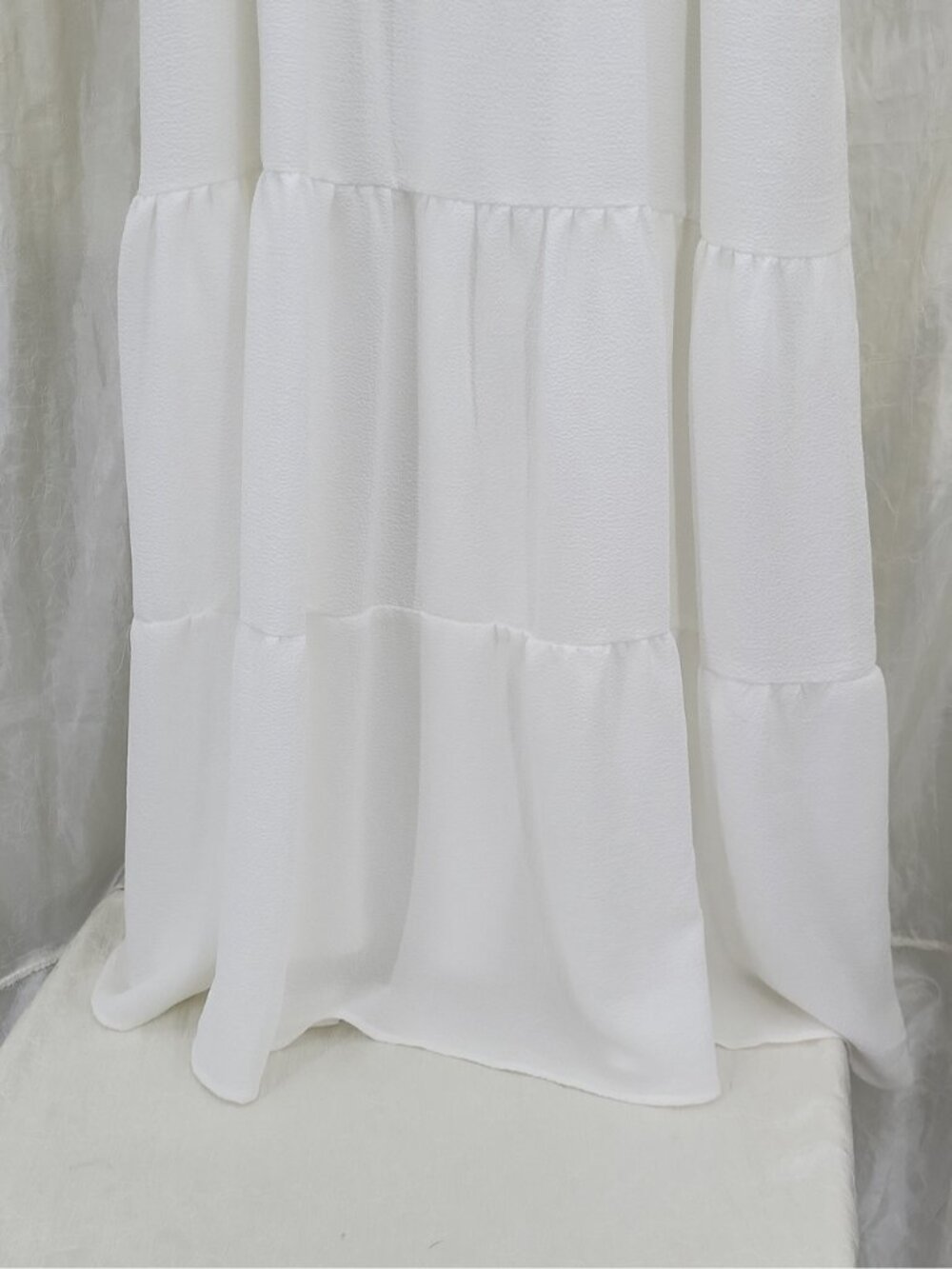 Dex Puff Sleeve  White Tiered Midi Dress Size XL - Picture 8 of 11